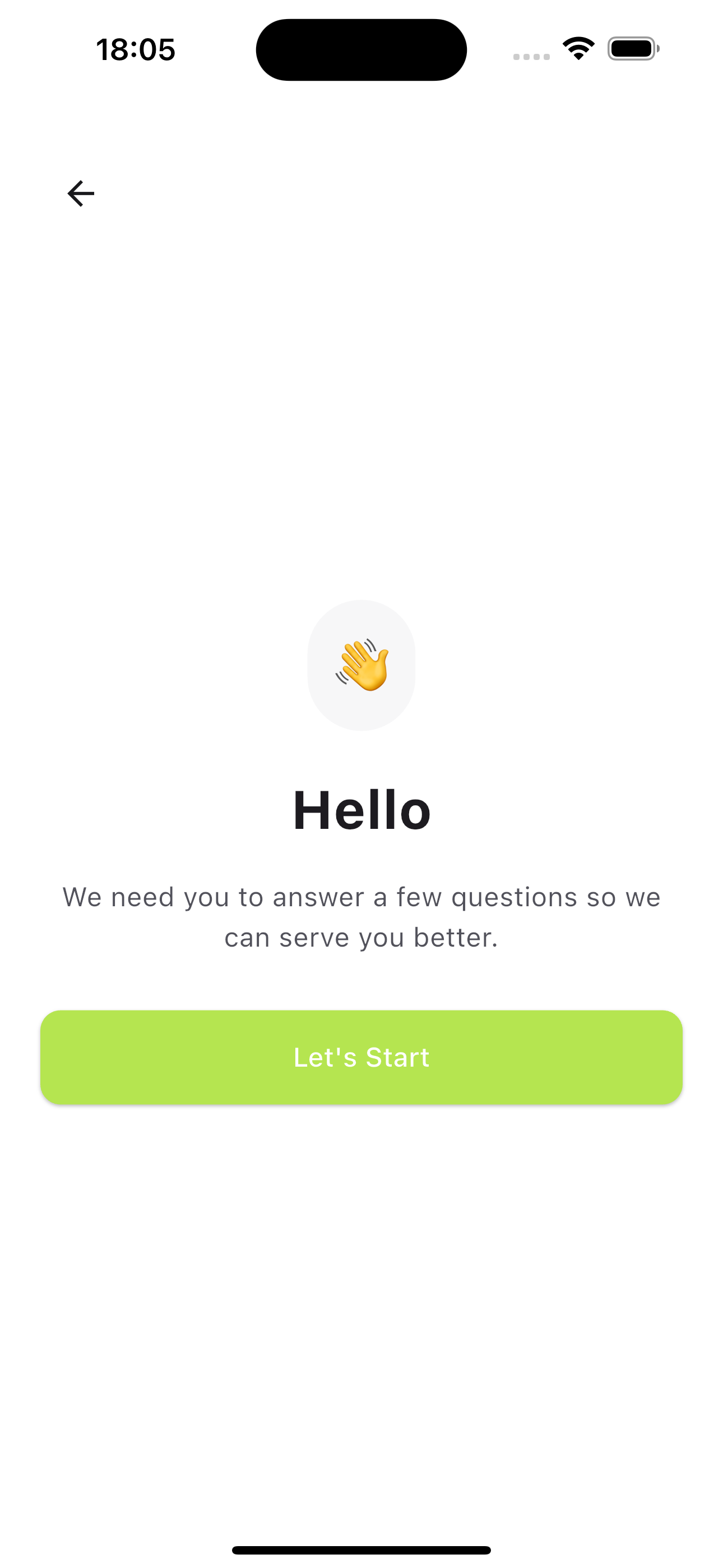 Mobile app screen